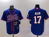 Men's Buffalo Bills #17 Josh Allen Blue Team Cool Base Stitched Baseball Jersey
